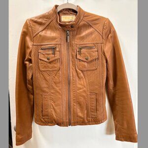 Camel leather jacket Michael Kors size small